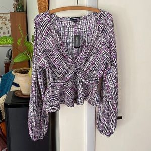 Express Peplum Top- perfect for the office, funky abstract print